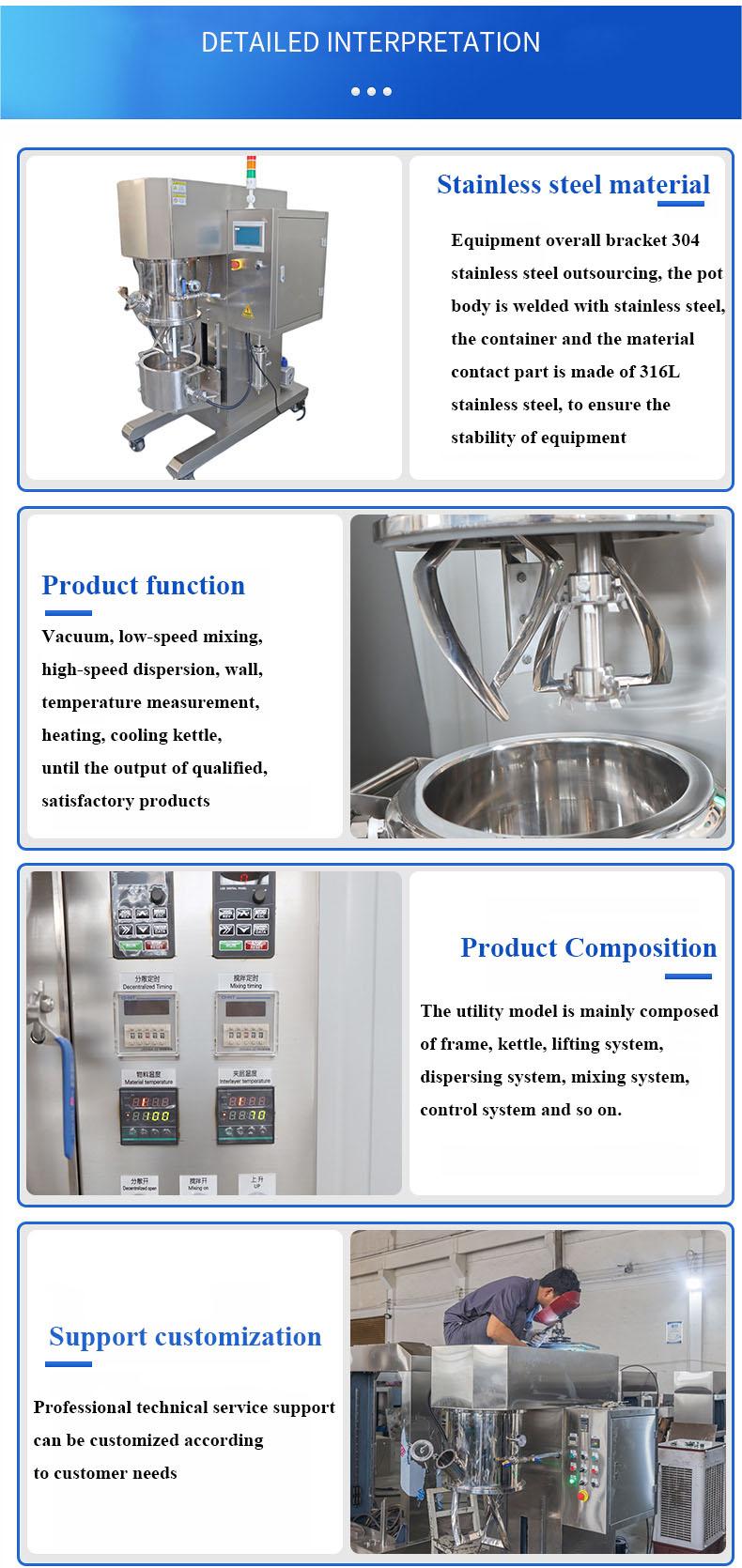 Detalhes do misturador planet&aacute;rio a v&aacute;cuo