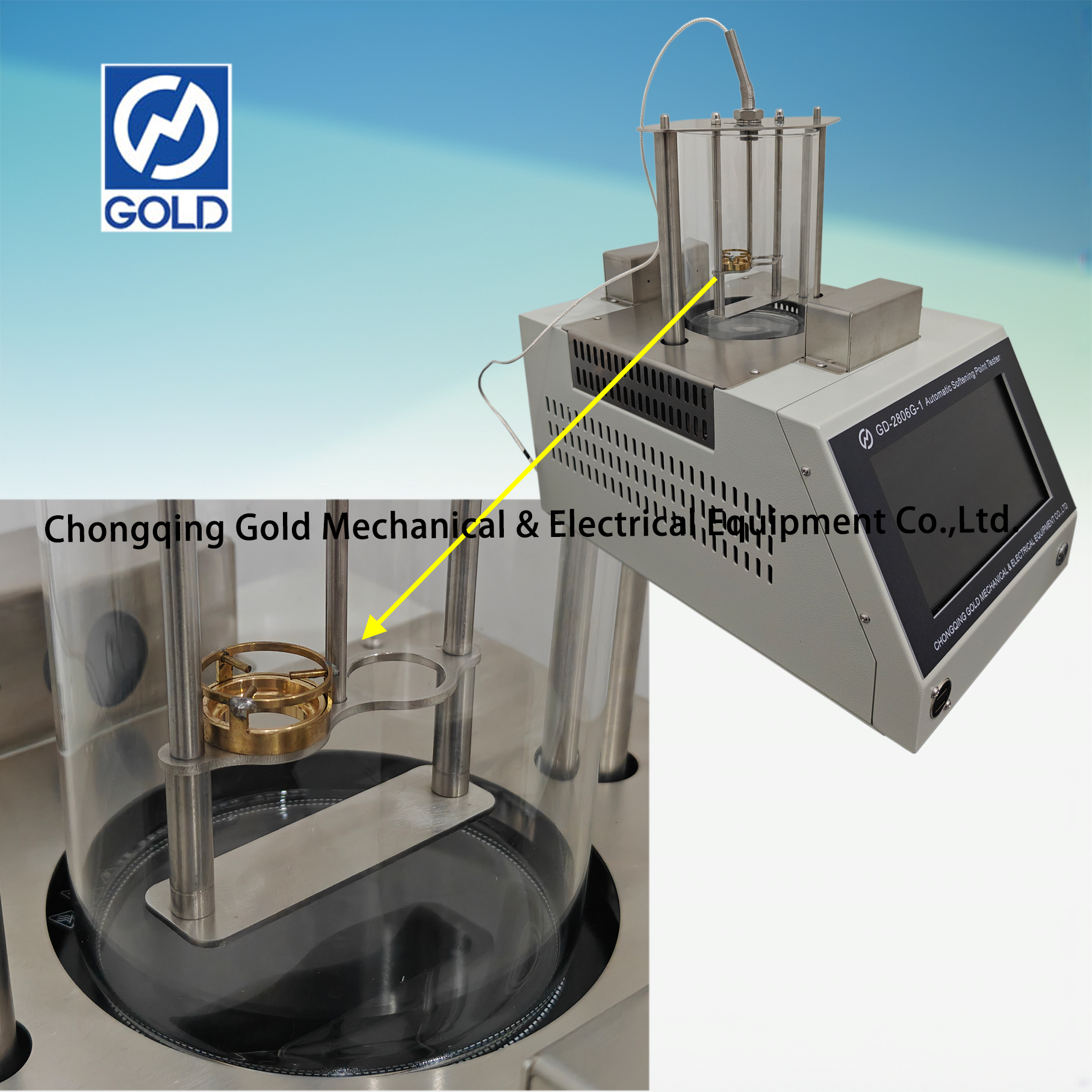 Verificador automático do ponto de amolecimento do betume ASTM D36